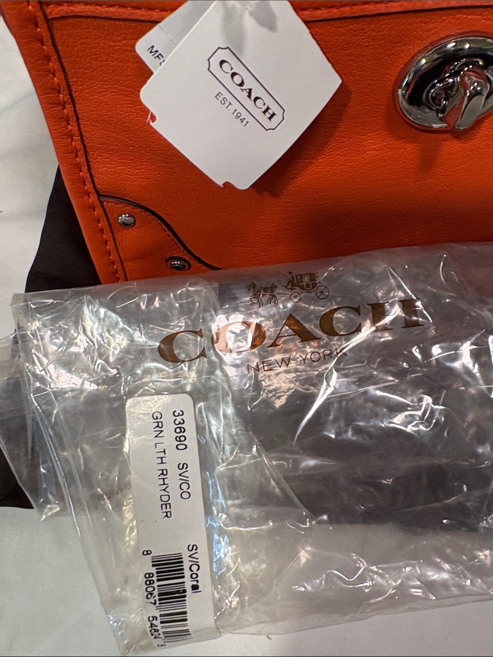 NWT Coach Rhyder Coral Leather Satchel with Turn-Lock Detail No 33690 - Picture 9 of 14